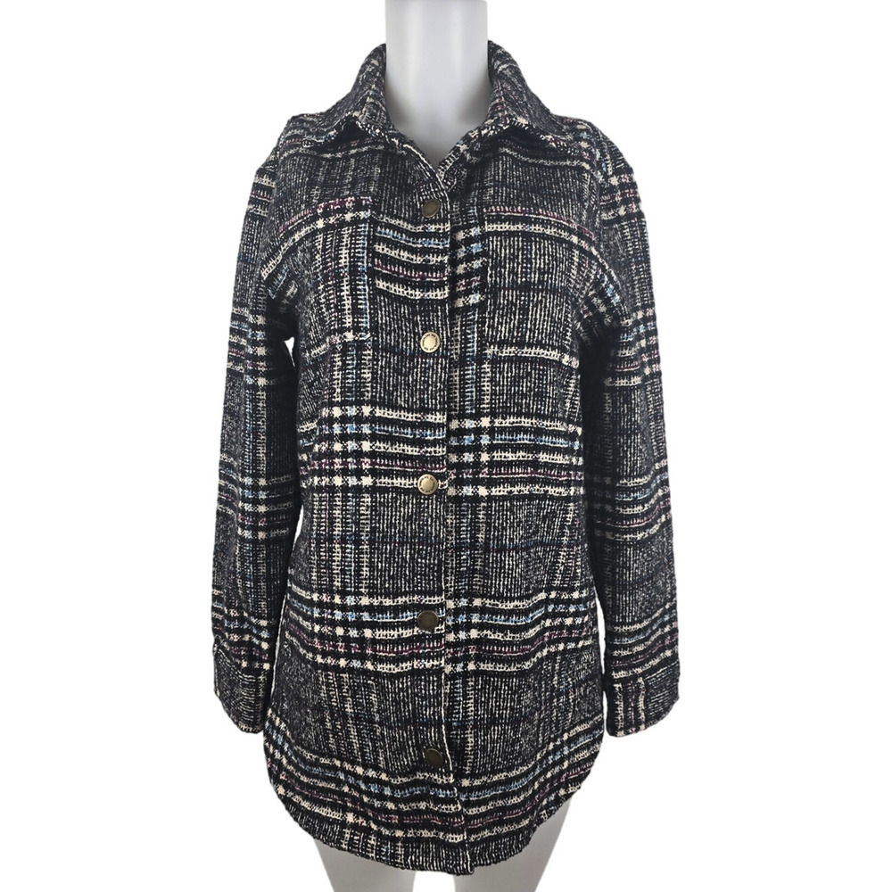 Bob Timberlake Wool Blend Tweed Front Pockets Long Line Women's Jacket S